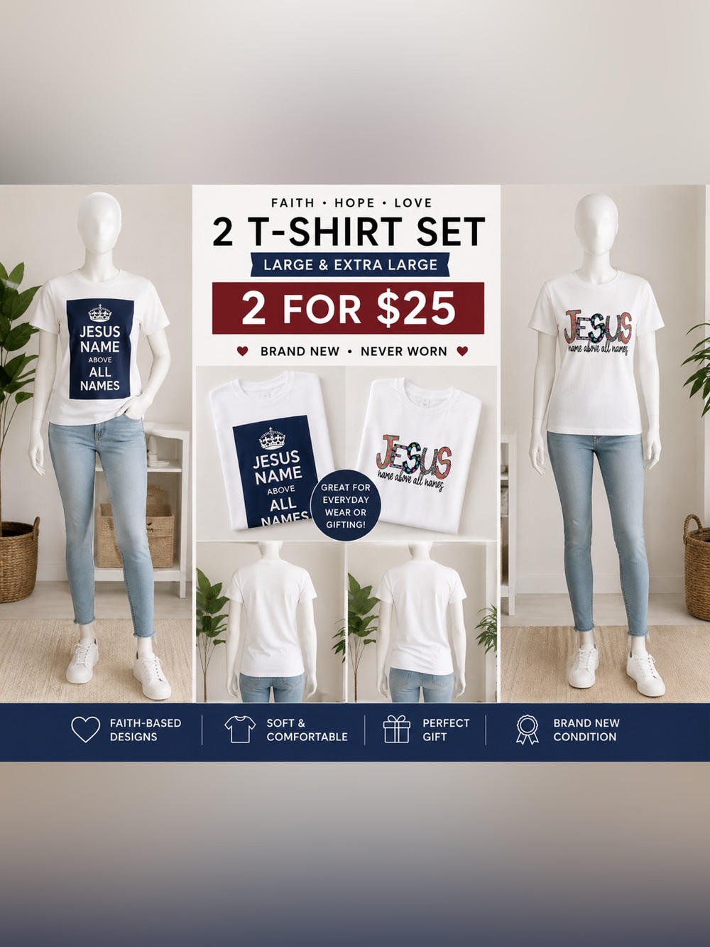 BEAUTIFUL CHRISTIAN T-SHIRT BUNDLE — 2 FOR $25!